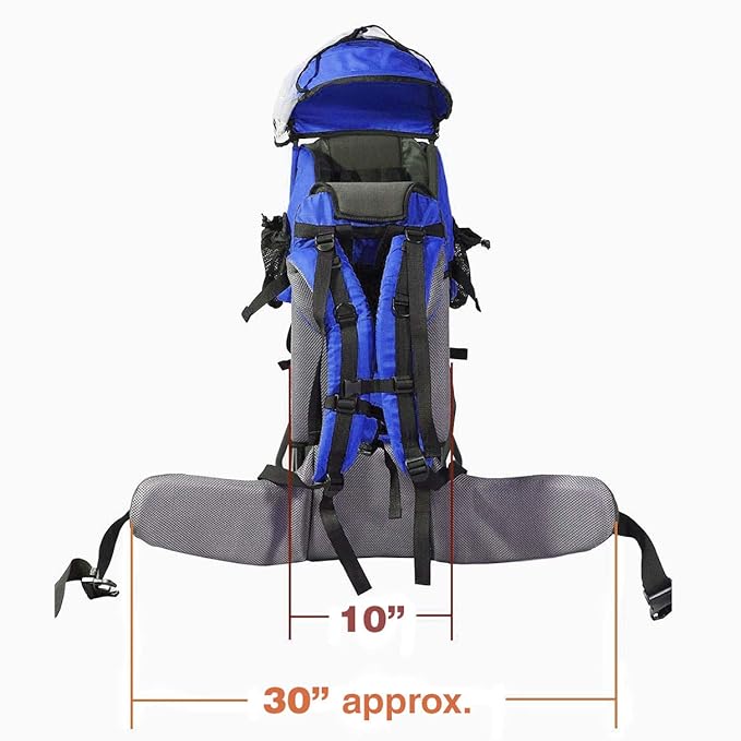 ClevrPlus Cross Country Baby Backpack Carrier, Blue, Toddler Hiking Backpack with Comfortable Seat, Adjustable Straps & Belt, Foldable Frame Lightweight Large Capacity Child Carrier for Outdoor-CubbioJoy
