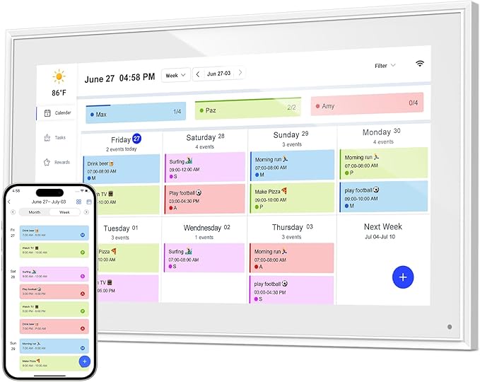 Digital Calendar, 15.6 Inch Wall Planner Digital Calendar & Chore Chart, IPS HD Touchscreen Interactive Display for Family Schedules, 2025 Calendar Share Photos/Schedules Instantly-CubbioJoy