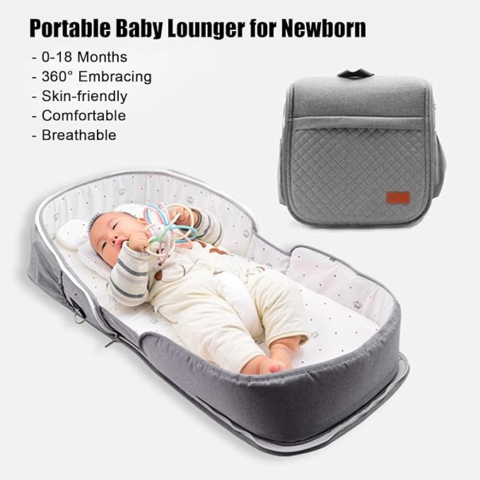 Baby Lounger - Baby Lounger Pillow for Newborn, 0-18 Months, Foldable Infant Lounger Soft Breathable for Home and Travel-CubbioJoy