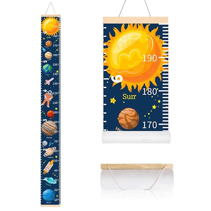 Baby Growth Chart for Wall - Outer Space Height Chart for Kids Nursery Decor Wall Hanging Measurement Ruler Toddlers Kids Room Decor Birthday Christmas Gifts for Boys and Girls 79"X7.9" (Planets)-CubbioJoy