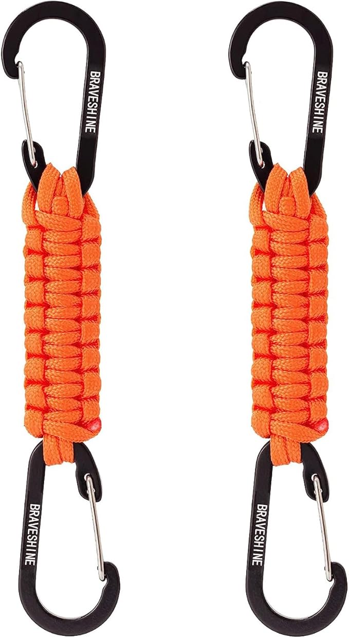 BRAVESHINE Paracord Keychain Carabiner Clip, D Ring Lanyard Hanger Stroller Hook for Water Bottle, Key, Backpacks, Men, Women-CubbioJoy