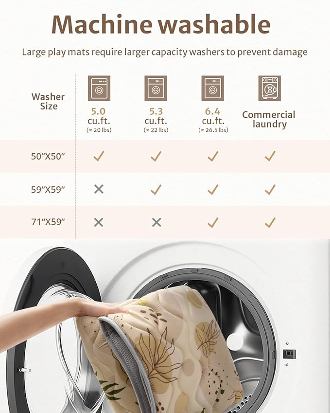 Blissful Diary Baby Play Mats for Floor, 71x59 Inch Extra Thicker & Large Soft Cushioning Foam Playmats for Babies and Toddlers, Foldable Washable Baby Crawling Mat for Playpen, Earth Tones Design-CubbioJoy