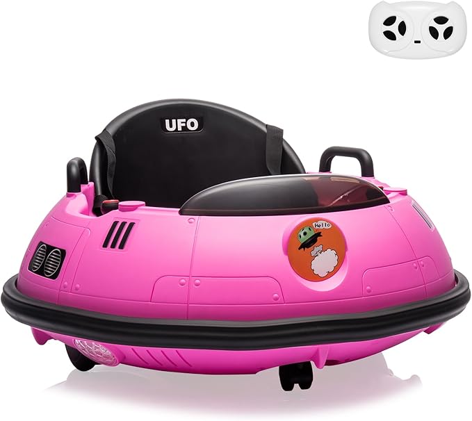 12V Electric Ride on Bumper Car for Toddlers, Kids Bumper Car with Remote Control, 360 Degree Spin, LED Lights, Dual Joysticks, Safety Belt for 18+ Months Kids, Pink-CubbioJoy