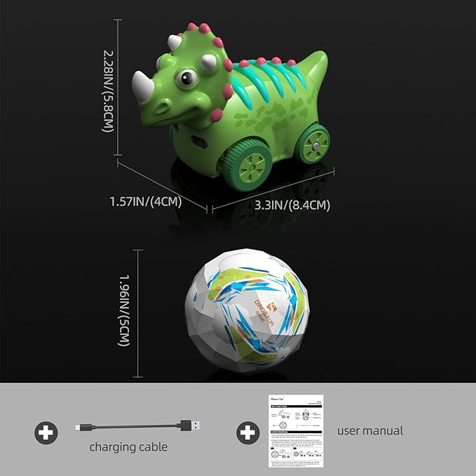 Interactive Dinosaur Toy Car, Electronic Dinosaur Car with Smart Follow Ball and Gesture Control, Rechargeable, Dino Toys for 3 Year Old Boys Girls and Toddlers,Boy Toys Age 3,4,5 and Up-CubbioJoy