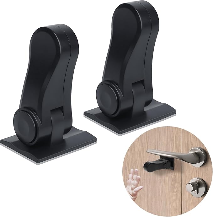 Child Proof Door Lever Lock - 2 Pack - Door Locks for Kids Safety - Door Knob Child Proof - Baby Proofing 3M Adhesive - Door Handle Child Proof - Baby Safety Locks for Toddlers - Black-CubbioJoy