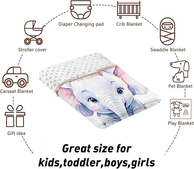 Custom Name Crib Bedding Set - Elephant Theme, Personalized Pink Flower Pattern Nursery Bedding 3-Piece Set– Soft Blanket, Fitted Sheet, Changing Pad Cover – for Newborns Girls Nursery Gifts-CubbioJoy