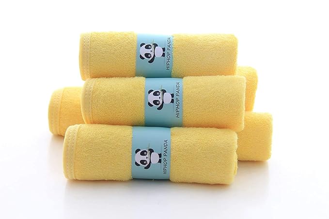 HIPHOP PANDA Baby Washcloths, Rayon Made from Bamboo - 2 Layer Ultra Soft Absorbent Newborn Bath Face Towel - Reusable Baby Wipes for Delicate Skin - Yellow, 30 Pack-CubbioJoy