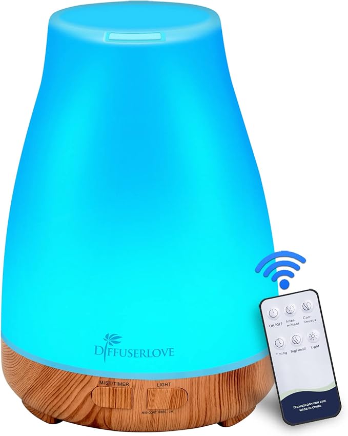 300ML Diffuser Essential Oil Diffuser Remote Control Aromatherapy Diffuser Mist Humidifiers with 7 Color LED Lights for Bedroom Office House Kitchen Yoga-CubbioJoy