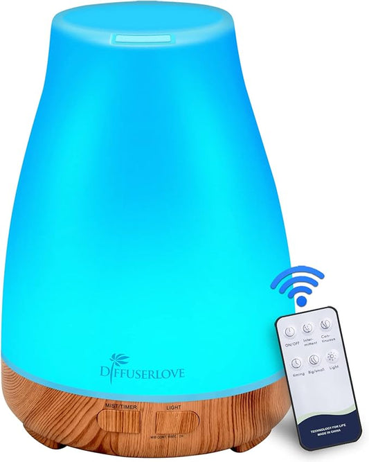 300ML Diffuser Essential Oil Diffuser Remote Control Aromatherapy Diffuser Mist Humidifiers with 7 Color LED Lights for Bedroom Office House Kitchen Yoga-CubbioJoy