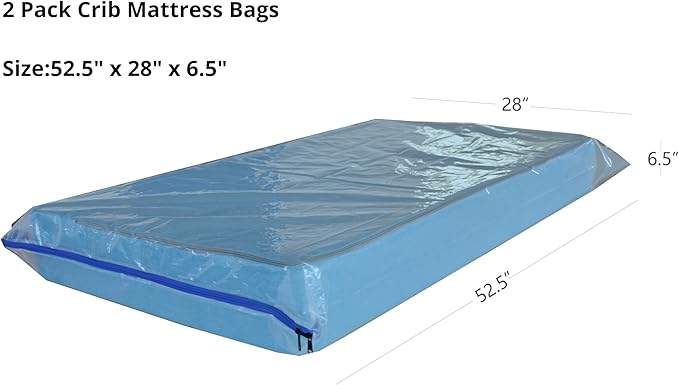 2 Pack Crib Mattress Storage Bags with Zipper -4 Mil Plastic Waterproof Crib Mattress Bags for Moving and Storage-CubbioJoy