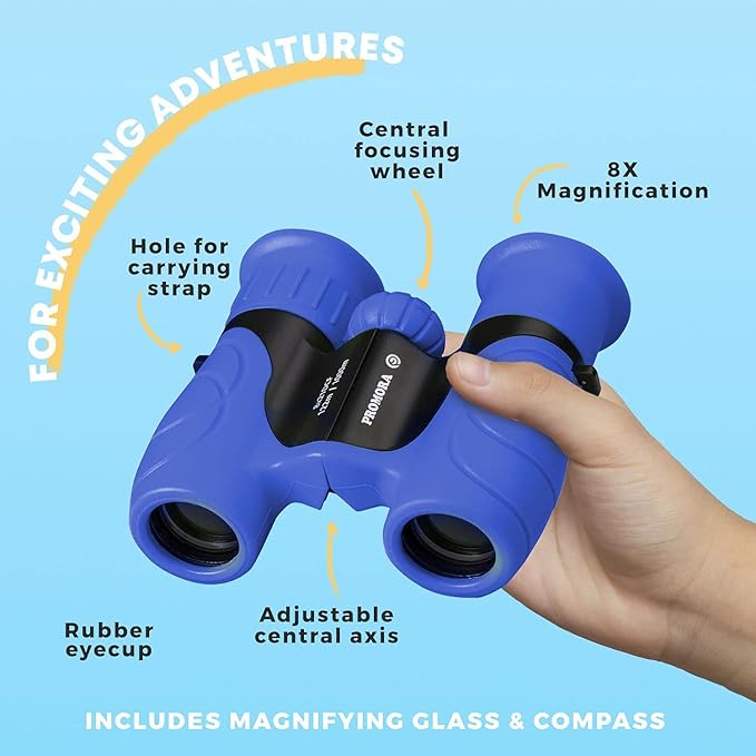 Binoculars for Kids for Toddler - for Little Boys and Girls – Extensive Set Incl. Magnifying Glass & Compass – Powerful Magnification 8X21 – 3 to 12 Year Old Kids-CubbioJoy