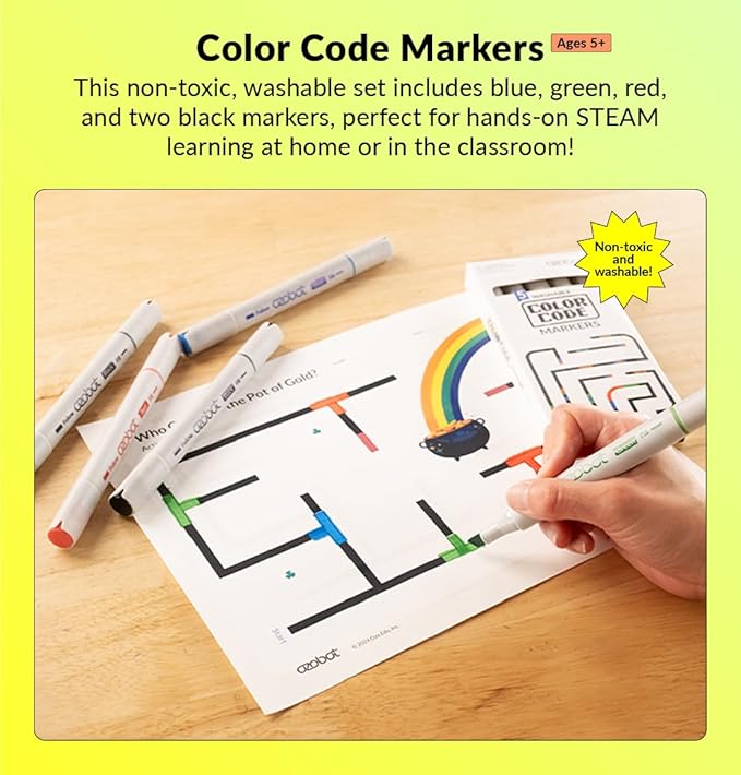 Color Coding Markers: Color Variety for Creative STEM Education, Ideal for Classroom & Home, Enhances Problem-Solving & Critical Thinking Skills, Suitable for Ages 6+, Dual-Sided, 5-Pack-CubbioJoy