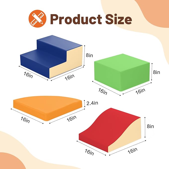 4-Piece Soft PU Leather Toddlers Climbing Toys, Foam Climbing Blocks for Toddlers, Baby Play Set Foam Climb Structures for Toddler 3+, Indoor Crawl Activity Play Gym-CubbioJoy