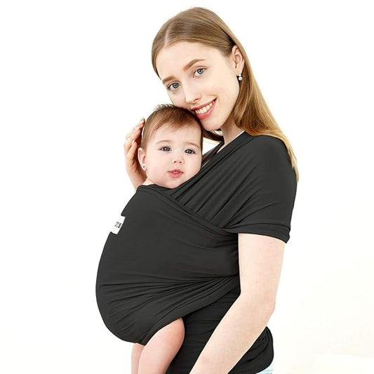 Acrabros Baby Wrap Carrier,Hands Free Baby Carrier Sling,Lightweight,Breathable,Softness,Perfect for Newborn Infants and Babies Shower Gift,Black-CubbioJoy