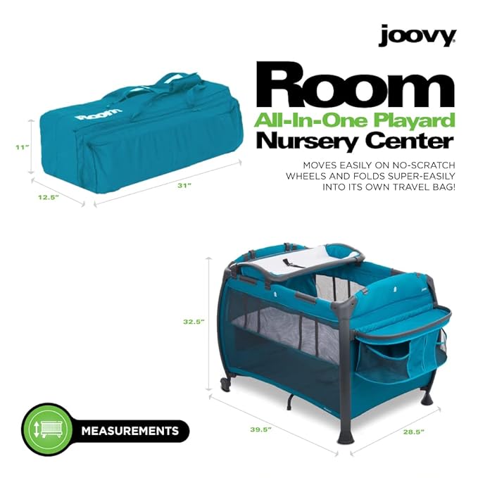 Joovy Room-Playard, Nursery Center, Bassinet, Changing-Table, Turquoise-CubbioJoy