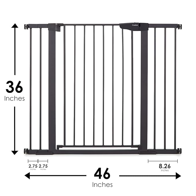 Cumbor 36" Extra Tall Baby Gate for Dogs and Kids with Wide 2-Way Door, 29.7"- 46" Width, and Auto Close Personal Safety for Babies and Pets, Fits Doorways, Stairs, and Entryways, Black-CubbioJoy