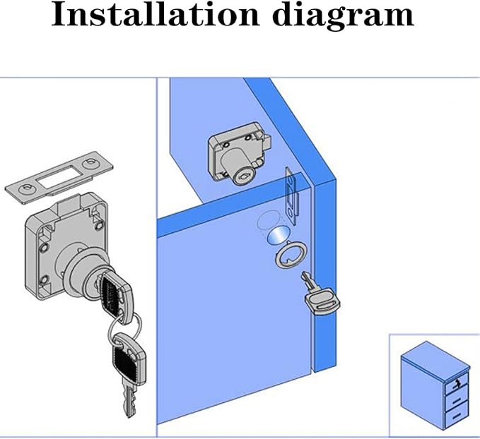 Automatic Lock Tongue Cabinet Drawer Lock 【Keyed Alike】& Forstner Drill Bit Furniture Locker Lock Showcase Lock Drilling Diameter 3/4"/19mm for (3/5"-/15mm -7/8"-/22mm) Door Panel-CubbioJoy