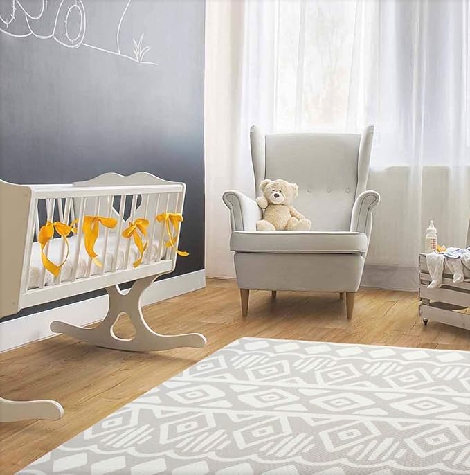 Cushmat Stylish Reversible Foam Play Mat (Large, Crystals - Gray Pink) - Soft, Waterproof, Durable Play mat for Infants, Babies, Toddler, Kids & Grownup - 6.5ft x 4.5ft-CubbioJoy