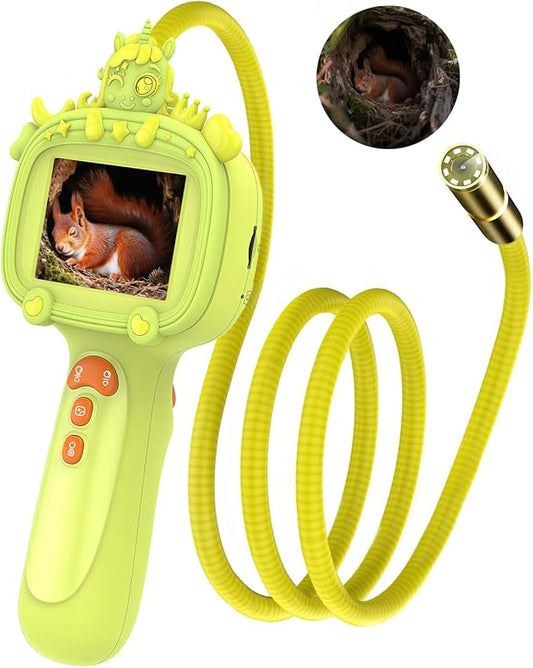 Borescope Snake Camera Endoscope with Light & Flexible Tube for Kids - Educational STEM Science Toy for Boys & Girls Ages 3-10, Birthday for Nature Exploration - Green-CubbioJoy