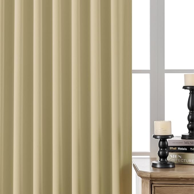 Joydeco Custom Blackout Curtains for Bedroom, 1 Panel Room Darkening Curtains & Drapes for Living Room Window Rod Pocket Back Tab (Custom Size,Beige)-CubbioJoy