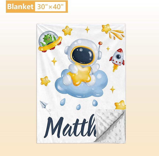 Customized Baby Bedding Set, 5 Pcs Custom Nursery Bedding Set with Baby Name, Double Layer Crib Set for Girls Boys, Personalized Gifts for Toddlers Infants New Parents, Space Astronaut-CubbioJoy