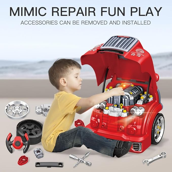 Interactive Truck Engine Toy with Removable Parts - Lights, Sounds, and Fun for Young Mechanics -Unleash their Creativity and Motor Skills with this Truck Engine Toy- Ideal Gift for 3-5-Year-Old Boys-CubbioJoy