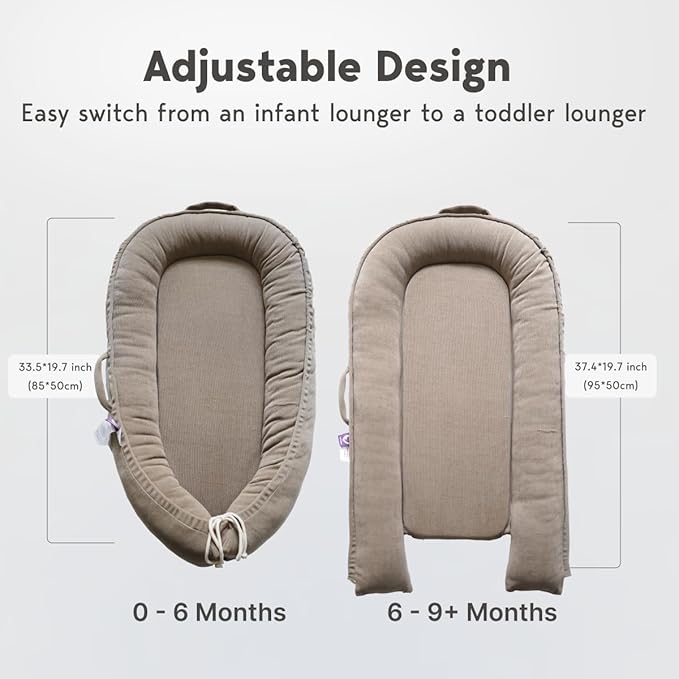 Infant Lounger, Baby Nest Cover for Baby Girls & Boys, Newborn Essentials for Baby 0-12 Months, 100% Cotton Breathable (Fields of Rye, Corduroy)-CubbioJoy