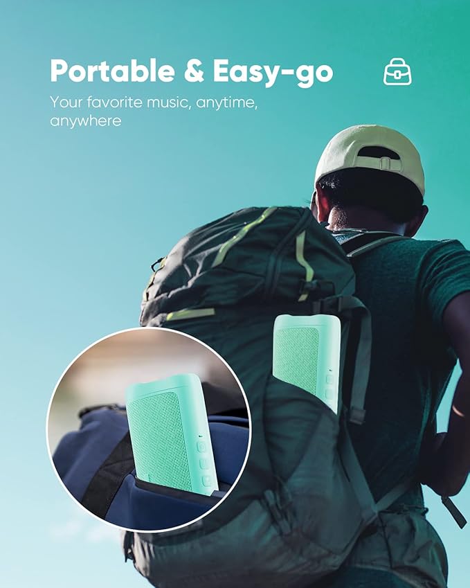 Bluetooth Speaker with HD Sound, Portable Wireless, IPX5 Waterproof, Up to 20H Playtime, TWS Pairing, BT5.3, for Home/Party/Outdoor/Beach, Stocking Stuffers, White Elephant Gifts for Adults (Teal)-CubbioJoy