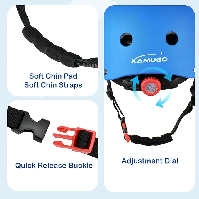 KAMUGO Kids Bike Helmet, Toddler Helmet for Ages 2-8 Boys Girls with Sports Protective Gear Set Knee Elbow Wrist Pads for Skateboard Cycling Scooter Rollerblading-CubbioJoy