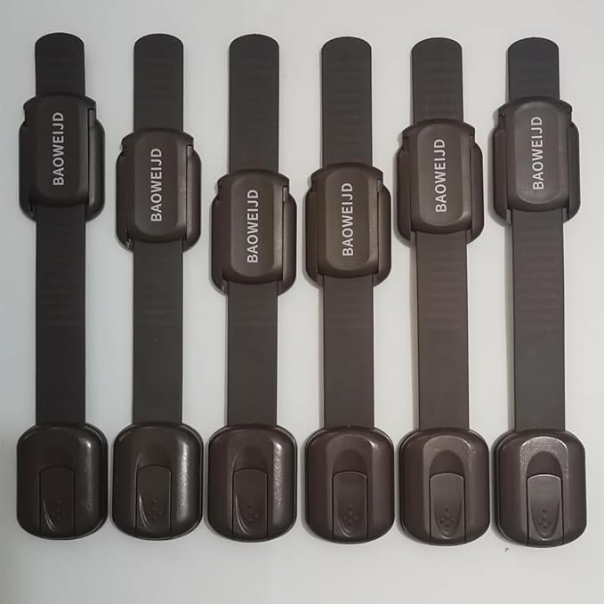 Child Safety Cabinet Locks for Baby Proof,Child Proof Safety Locks for Cabinets,Drawers,Cupboard,Oven,Fridge,8Packs Brown Locks,BAOWEIJD-CubbioJoy