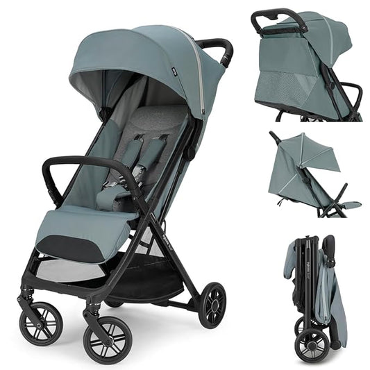 Inglesina Quid³ Stroller, Galaxy Gray - Compact Reclining Travel Stroller for Baby & Toddler 0-55 lbs, One Hand fold, Car seat Compatible, Airplane Overhead, Lightweight, Foldable, XL UPF 50+ Canopy-CubbioJoy