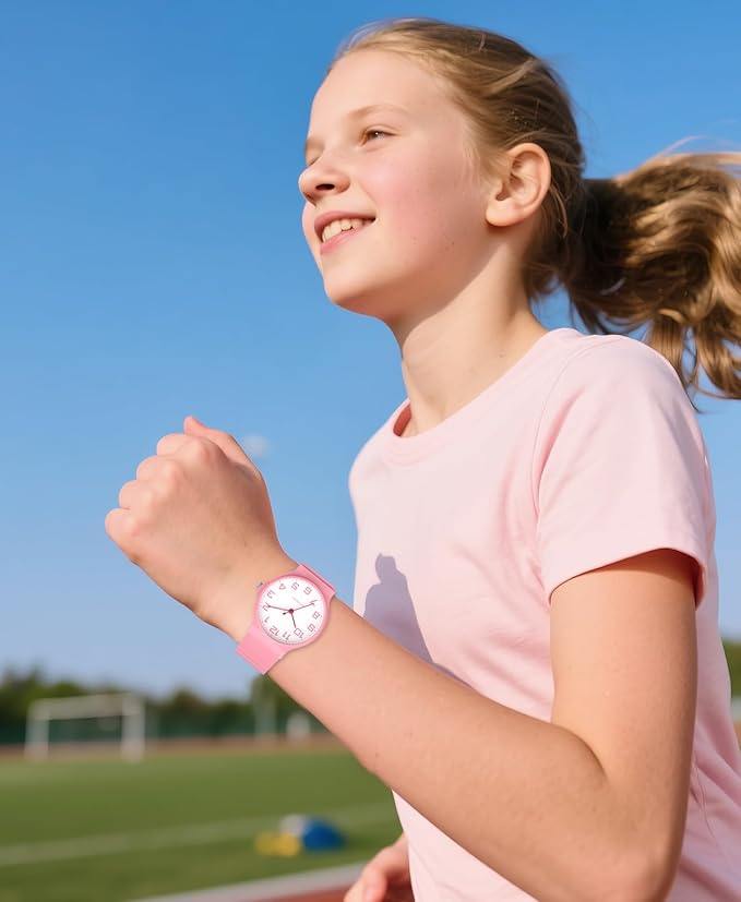 Kids Analog Watch Boys Girls, 30M Waterproof, Sports Watch for Boys, Easy to Read Children's Thin Dial Wrist Watches with Soft Band, for Ages 5-15 Kids Great Birthday Gifts Christmas Day-CubbioJoy