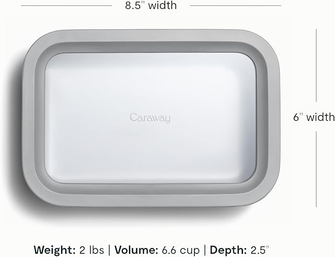 Caraway Glass Food Storage - 6.6 Cup Glass Container - Ceramic Coated Food Container - Non Toxic, Non Stick - Dishwasher, Oven, & Microwave Safe – Gray-CubbioJoy