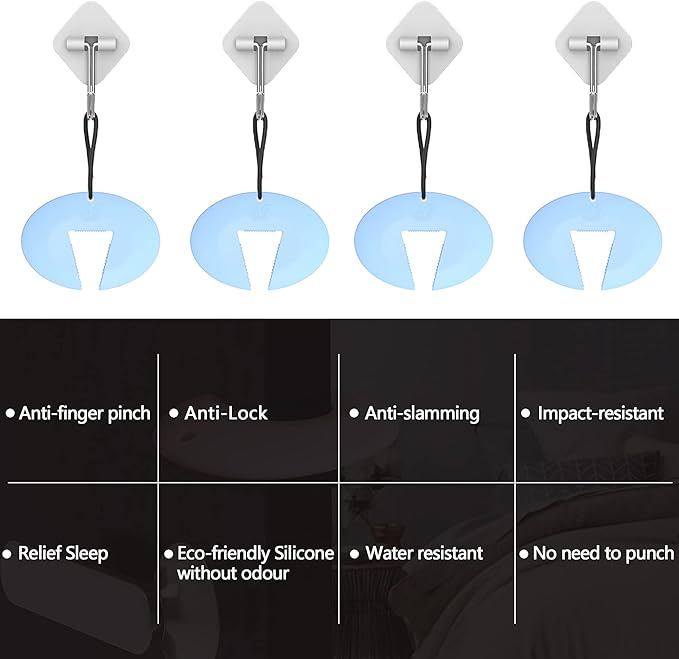 Door Pinch Guard and Door Slam Stopper, Durable Silicone Door Finger Pinch Guard, Prevents Finger Pinch Injuries, Slamming Doors, Door Safety for Kids, 4 Packs Blue Basic.-CubbioJoy