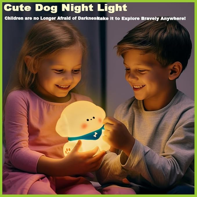 DREAMING MY DREAM Puppy Night Light for Kids Lamp,Soft Silicone Nursery Light for Baby Room and Toddler Toy,Portable Dimmable Rechargeable Animal Lights for Girls and Boys-CubbioJoy