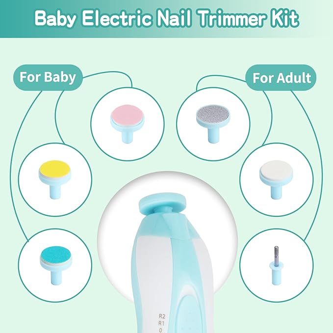 Baby Grooming Kit, Electric Safety Nail Trimmer Baby Nursery Kit，Infant Safety Care Set with Hair Brush Comb Nail Clipper Nasal Aspirator,Baby Essentials Kit for Newborn Girls Boys (20 Pc Green Kit)-CubbioJoy