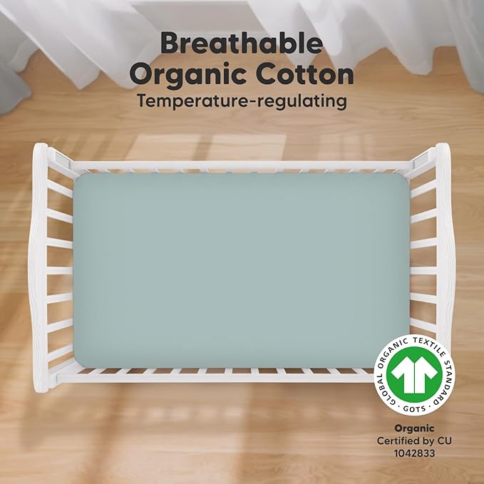 KeaBabies 2-Pack Organic Crib Sheets for Boys, Girls - 52x28 Fitted Crib Mattress Sheet Neutral, Breathable Jersey Cotton Cover for Baby Bed, Toddler Mattress, Soft & Cute Prints (Toasty)-CubbioJoy