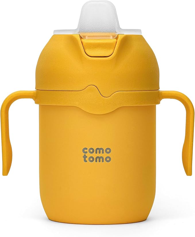 Comotomo Toddler Tumbler 8oz Insulated Sippy Cup with Silicone Straw and Spout, Yellow (Yellow)-CubbioJoy