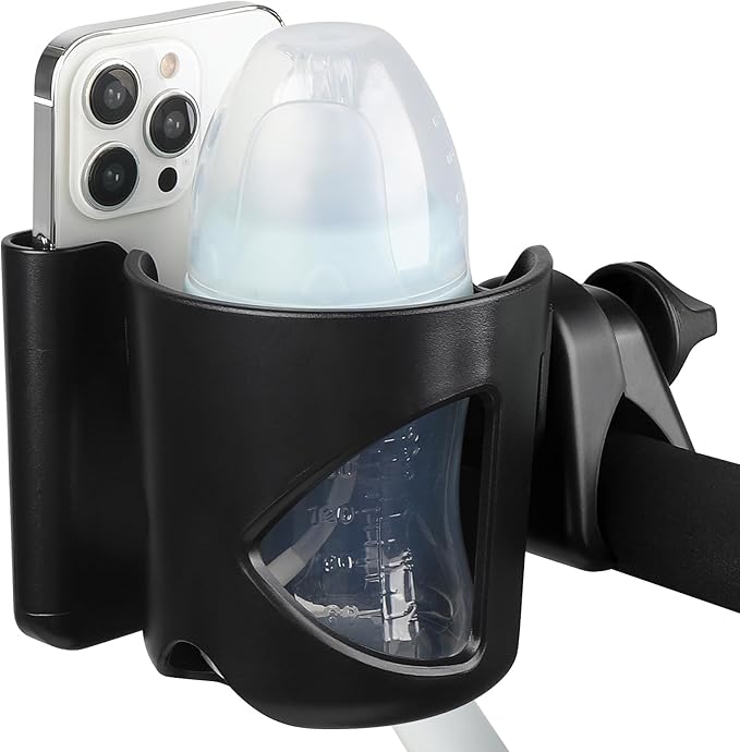 Accmor Universal Cup Holder, Stroller Cup Holder with Phone Holder, 360° Rotatable Large Caliber Designed Bottle Holder for Stroller, Bike, Wheelchair, Walker, Scooter-CubbioJoy