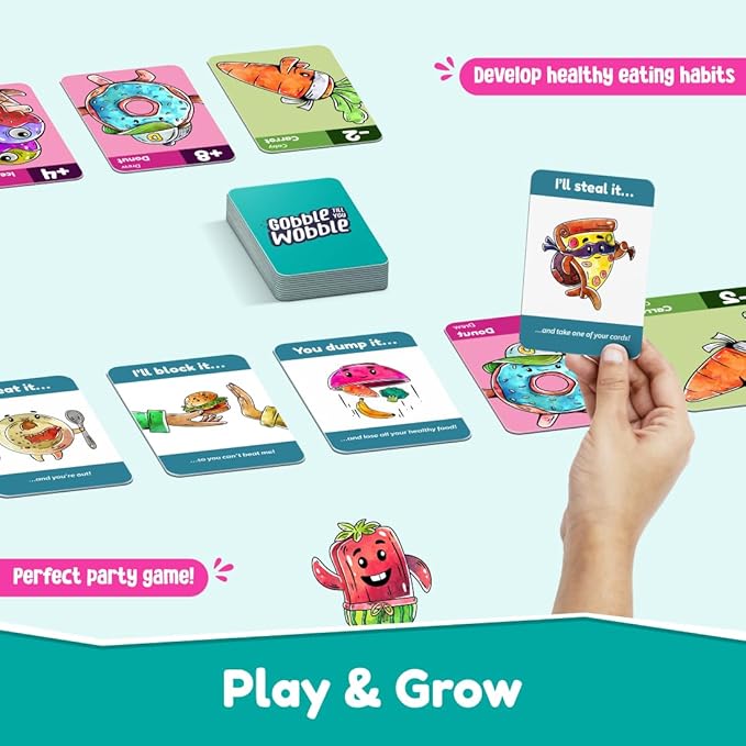 Bloomingo Gobble Till You Wobble: Fun Card Game for Kids & Adults; Perfect for Family Gatherings & Travel; Ages 6+; Blue-CubbioJoy