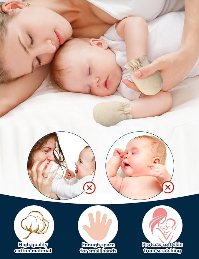 Cute Baby Mittens Newborn, No Scratch Baby Boy Mittens, Baby Girl Hat Gloves for Toddlers, Infant, Newborn-CubbioJoy