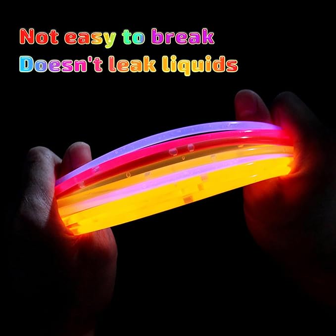 200 Pcs Glow Sticks Bulk Party Pack, 8'' Glow in the Dark Party Supplies, Glow in the Dark Light Up Sticks with Connectors, Party Favors for Birthday, Concert, Raves, Halloween, Christmas-CubbioJoy
