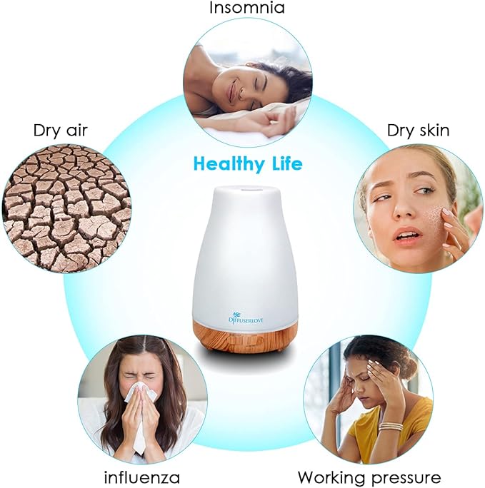 300ML Diffuser Essential Oil Diffuser Remote Control Aromatherapy Diffuser Mist Humidifiers with 7 Color LED Lights for Bedroom Office House Kitchen Yoga-CubbioJoy