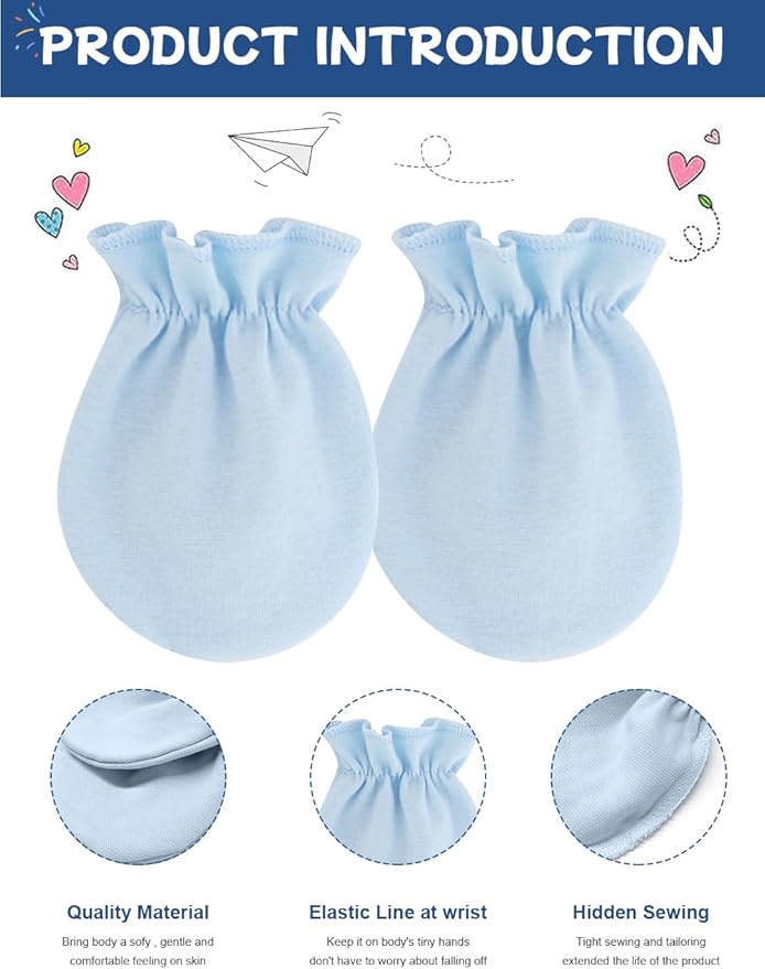 Cute Baby Mittens Newborn, No Scratch Baby Boy Mittens, Baby Girl Hat Gloves for Toddlers, Infant, Newborn-CubbioJoy