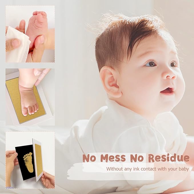 Inkless Baby Hand and Footprint Kit,Clean-Touch Ink Pad Kit,Safe No Mess Printing Infant Hand Foot Stamp,4 Pack Newborn Inkless Print Pads Best Keepsake or Gifts for Family-CubbioJoy