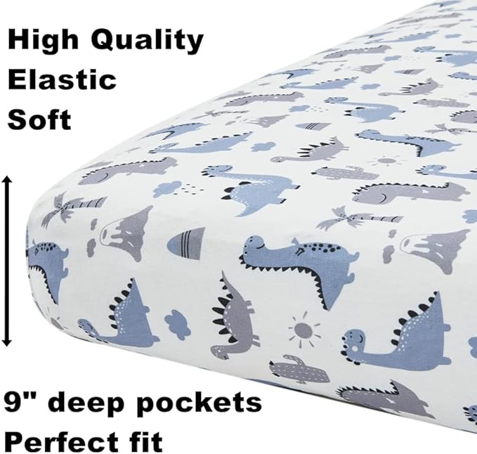 4 Pack Soft Baby Boy Crib Sheets for Standard Crib Mattress Dinosaur Star Cloud Soft Polyester Neutral Unisex Fitted Crib Sheets Set for Baby Boys-CubbioJoy