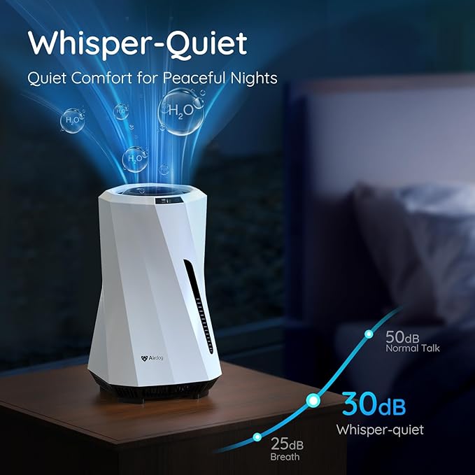 Airdog H5 Evaporative Humidifier for Baby- Mist-Free Humidifier, Mold Free humidifier, Quiet, LED Water Level Display for Premium Home Décor & Protection, Washable Filter, 0.8 Gallon Tank, 5 Modes-CubbioJoy