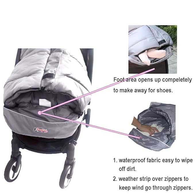 Anti-Kick Winter Water Proof Cozy Warmer Baby Footmuff Fits for Most of Strollers, Jogger, Reversible from Blanket to Sleeping Bag, Strap Position Adjustable,Safe and Practical Featurs-CubbioJoy