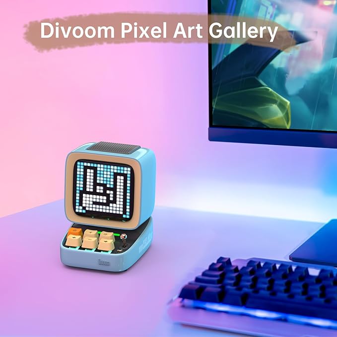 Divoom Ditoo Retro Pixel Art Game Bluetooth Speaker with 16X16 LED App Controlled Front Screen (Blue) …-CubbioJoy