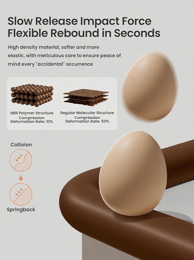 Baby Proof Edge Corner Protector, 16.4FT 0.47''Th L-Shape Furniture Corner & Edge Safety Bumpers with 10 Corners, Pre-Taped, Soft NBR Rubber Foam Desk Edge Cushion Wall Corner Protector (Coffee)-CubbioJoy